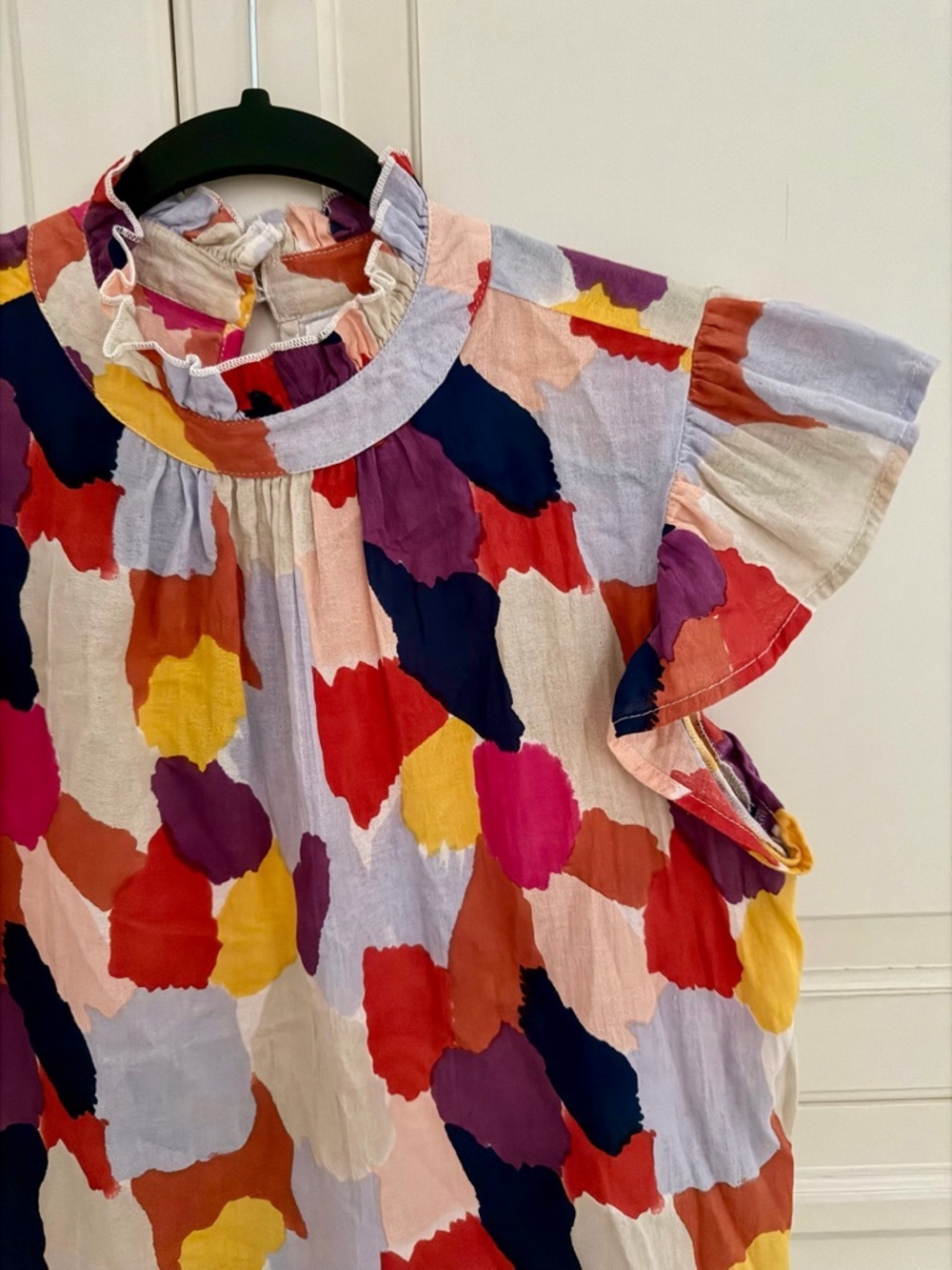 THML Multicolor Ruffle Sleeve Top - Bright Abstract Print - Picture 2 of 6